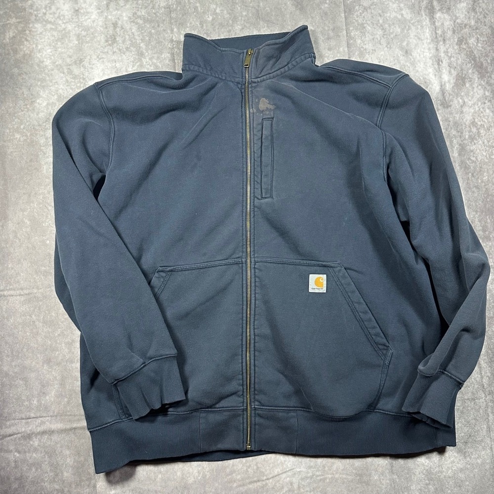 Carhartt Rain Defender Men 3XL Loose Fit Heavyweight Full Zip Hoodie Navy Blue
